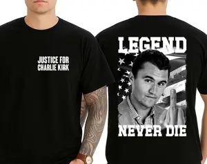 Justice for Charlie Kirk Tee, Legends never die Charlie Kirk Finger Unisex T-shirt, Men's Women's Shirt, Gift for Fan