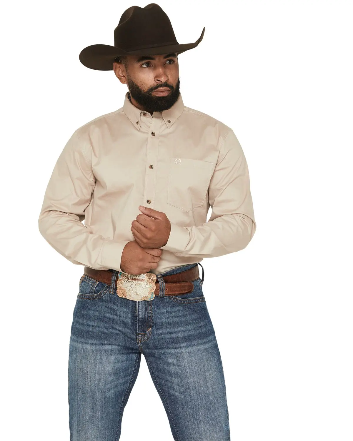 Cody James Men's Men'S Basic Solid Long Sleeve Button-Down Stretch - Cjsp26w17-Tan