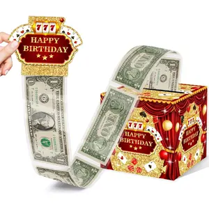Birthday Money Gift Box Happy Birthday Poker Box with Draw Strip Las Vegas Pull Out Cash Boxes Casino Gift Boxes Decor for Women Men Party Decorations for Poker Night