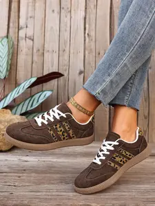 Women's Outdoor Sports Shoes, Casual PU Leather Sneakers, All-Season Breathable Anti-Slip Lightweight Commute Shoes, Fashion Walking Sneakers