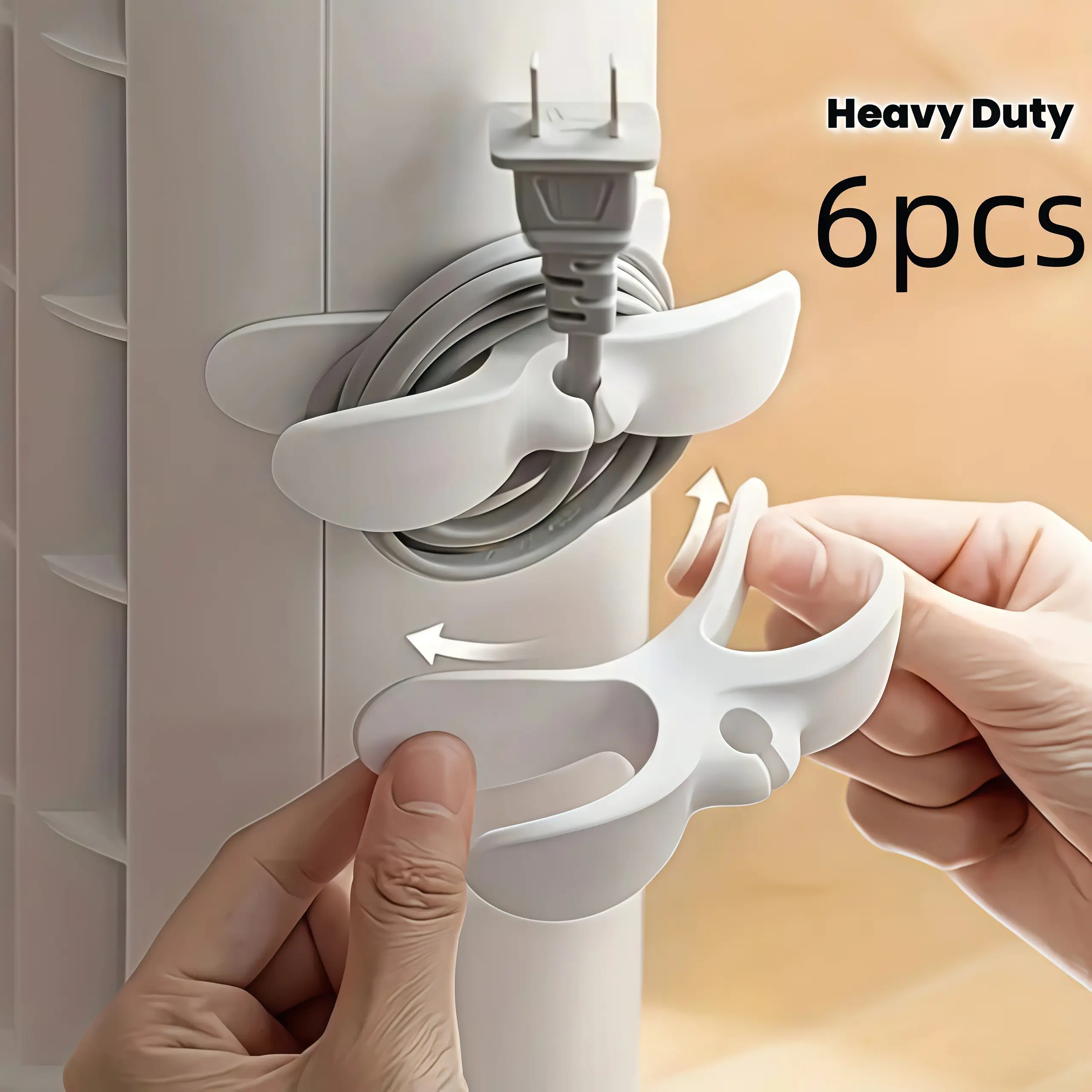 6pcs Silicone Cord Organizer - No Drilling, Easy Installation Cable Management Kit, Cord Holders & Cable Hider for Home Phone Chargers, Kitchen Appliances