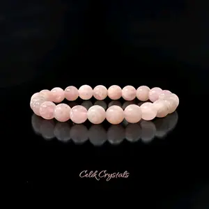 Madagascar Lavender Rose Quartz Bracelet 8mm Stretches - Adults, Rarer Rose Quartz, Comfortable Fit, Unique Design elastic healing Jewelry Gifts