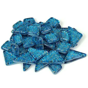 Aquamarine Glitter Smooth Mosaic Tile