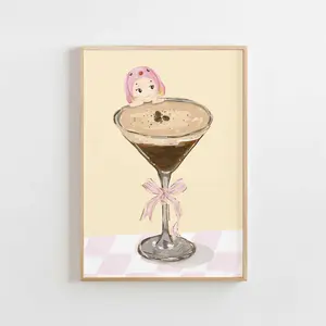 Printable Sonny Poster - Canvas | Cherub Bunny Aesthetic Cute Personal Espresso Martini Cocktail Kitchen Decoration Ribbon
