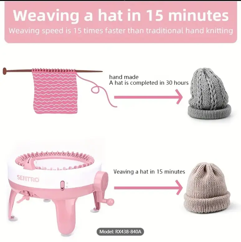 Knitting Machine,1set 40 Needle Manual Yarn Knitting Machine Scarf Hat Adult Automatic Knitting Clothing Tool DIY Handicraft Knitting Tool Include Instructions In English