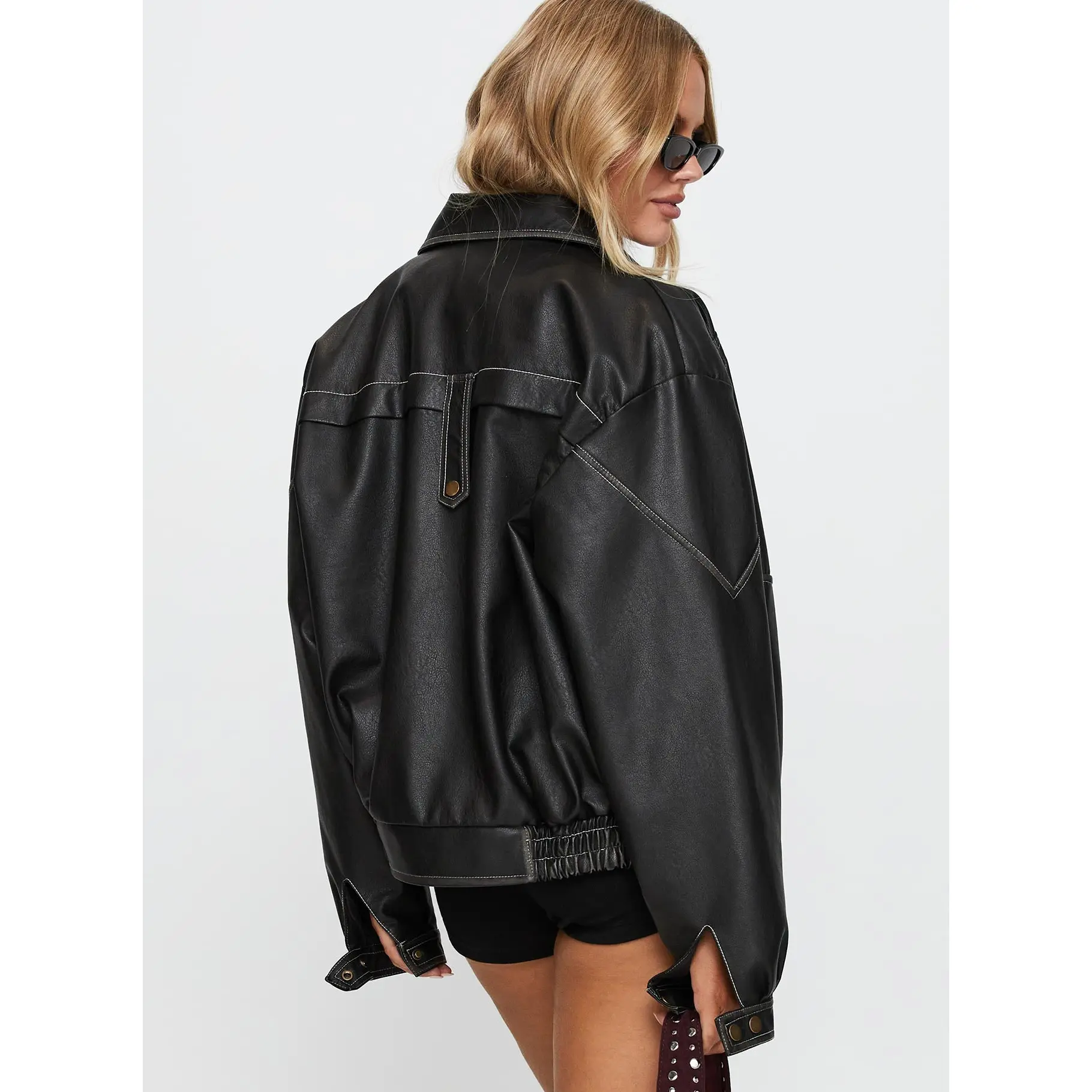 Jaxton Faux Leather Jacket Black - TikTok Shop