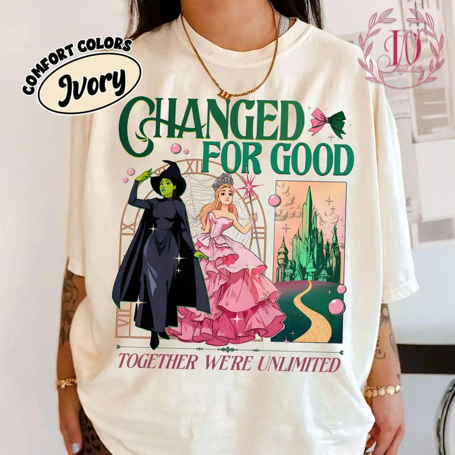 Vintage Wicked Change For Good Together Were Unlimited Comfort Colors Shirt, Elphaba and Glinda Shirt, Wicked Musical Movie Fan Xmas Gift C95I1