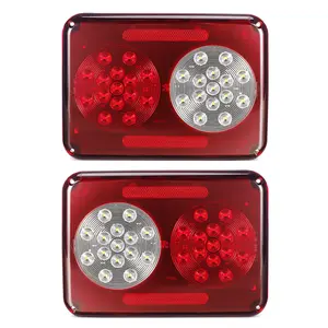 Partsam 2Pcs Double Led Trailer Tail Lights with Stop Turn Tail Backup Reverse Lights 30 LED Horizontal Mount/Vertical Mount, Surface Mount RV Double Led Taillights, RV Double Led Tail Lights