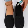 Women's Fashionable Rhinestone Decorated Slip on Flats, Casual Trendy Flat, Ballet Flats, Casual Comfortable Flat Shoes for Daily Wear, Lightweight Breathable Shoes for Women & Girls, Casual Fall Shoes, Everyday Wear Footwear