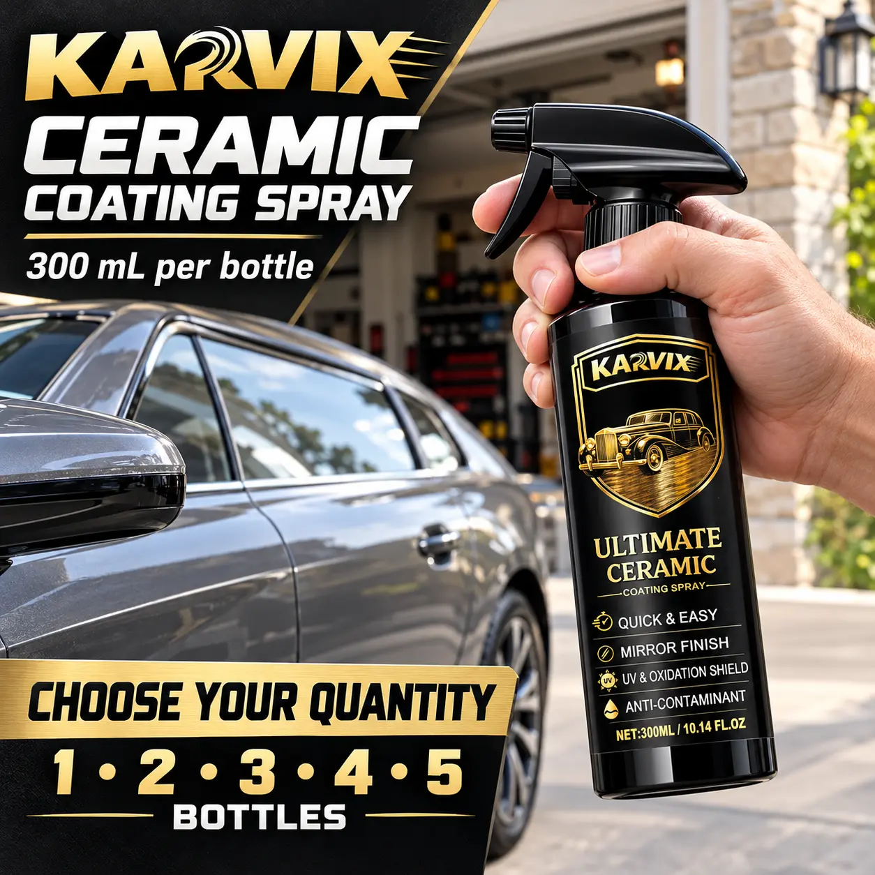 300ml Nano Spray-On Car Wax Coating with Advanced Ceramic Technology Graphene Carbon Ceramic Coating polishes for Auto Detailing Paint Protection and Mirror Finish Holiday Gift