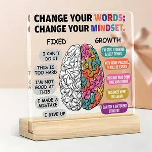 Motivational Acrylic Desk Plaque, Growth Mindset Office Decor, Positive Gift & Keepsake for Friends Or Therapists, Signs, Desk Signs Ornament