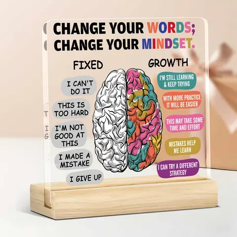 Motivational Acrylic Desk Plaque, Growth Mindset Office Home Decor Products, Positive Gift & Keepsake for Friends Or Therapists, Signs, Desk Signs Ornament, Home Decoration