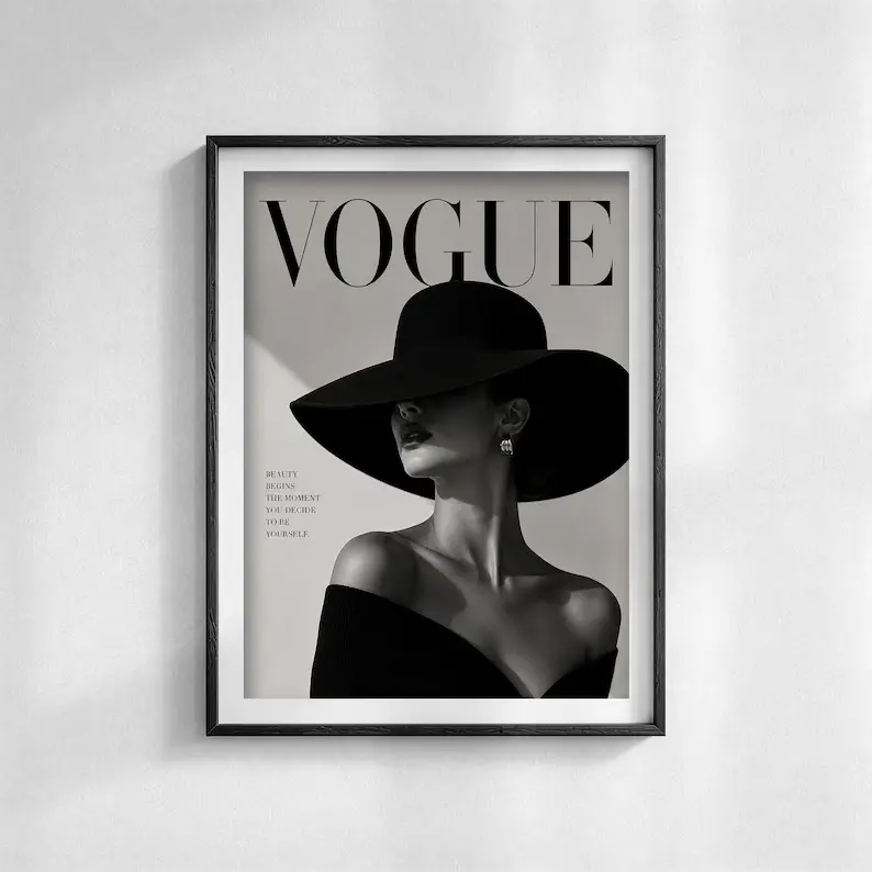 #1 Poster Luxury Vogue Wall Art , Black And White Fashion Posters, Minimalist Printable Decor, Modern Gallery Wall Prints(unframed) sohochic