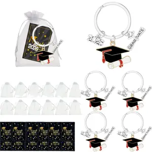 2026 Graduation Party Favors Keychains, Grad Cap Diploma Souvenir Key Ring Gifts With Thank You Cards & Organza Bags Class Graduation Keepsake Gifts For Students