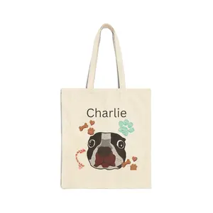French Bulldog Tote Bag, Cute Canvas Handbag for Dog Lovers, Frenchi Puppy Reusable Shopping Bag, Gift for French Bulldog Owners, Frenchie