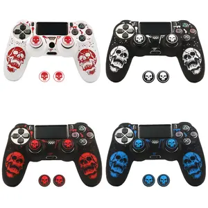Silicone Case for PS4 Controller, Laser Engraved Protective Cover with 2 Thumb Grips, Anti-Scratch Shockproof, Multiple Colors, Game Console Accessories