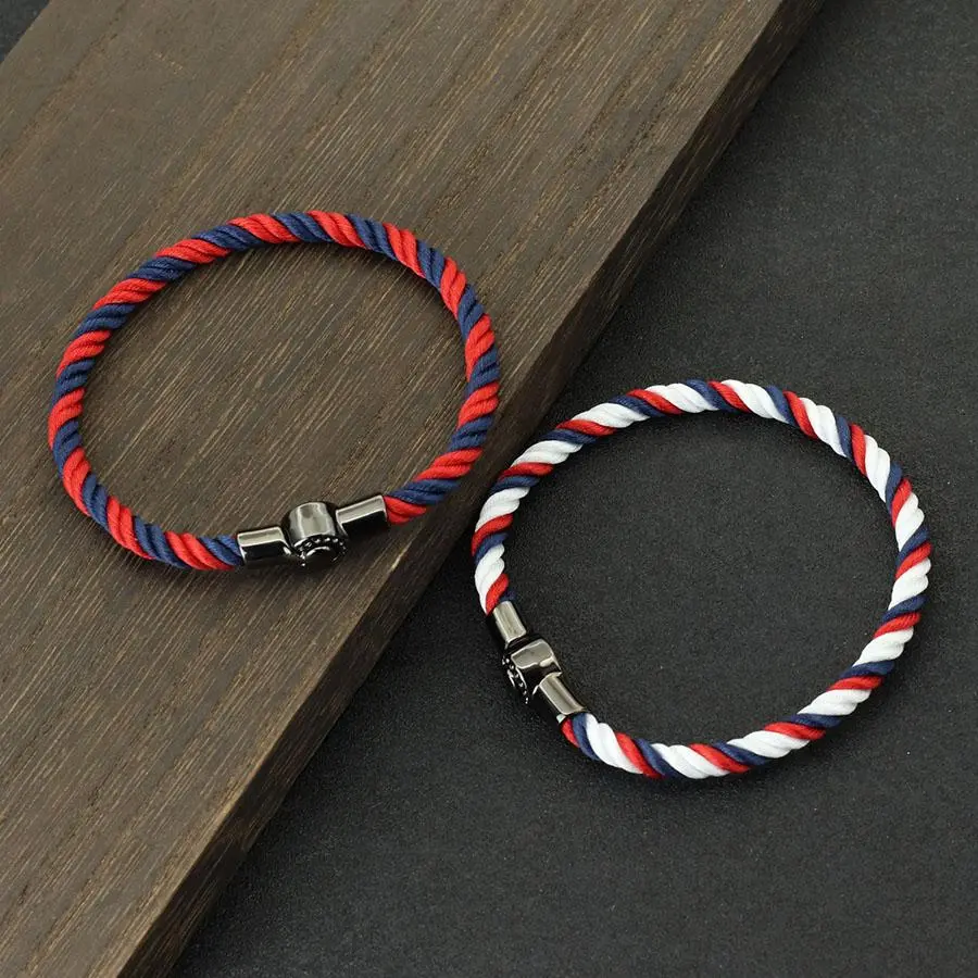 FASHION4U - Unique Handmade 6mm Rope Bracelet Men Women 2 Colors Interwoven Black Magnet Buckle Braclet 3 Sizes Nautical Couple Gift Jewelry