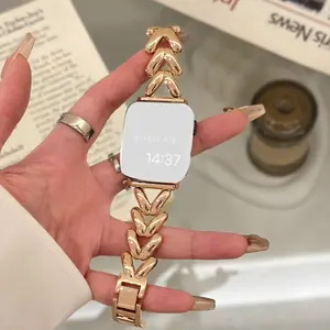 Luxury-Metal Watch Band (Band Only), Fashionable Watch Band, Wearable Accessories Compatible with Apple Watch Series, Watch Straps, Smart Watch Straps, Smartwatch Strap