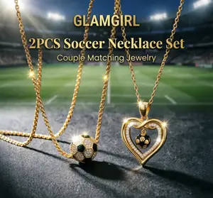 2PCS 18K Couple Matching Necklace Set – Heart Pendant Zircon Jewelry, Best Friend & Lover Gift, Share One Keep One, Anniversary Birthday Gift