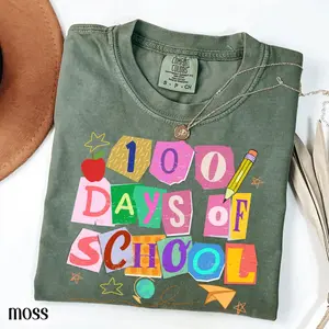 Comfort Colors 100 Days Of School Shirt Kindergarten Teacher First Grade TShirt Ransom Girls School T-shirt Youth Toddler 100 Day School Tee
