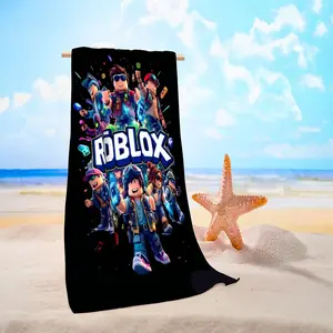 Roblox Cartoon Character Beach Towel, High Absorbency Quick Dry Soft Sand Towel, Summer Outdoor Travel Towel for Boat Deck Vacation Pool Bathroom