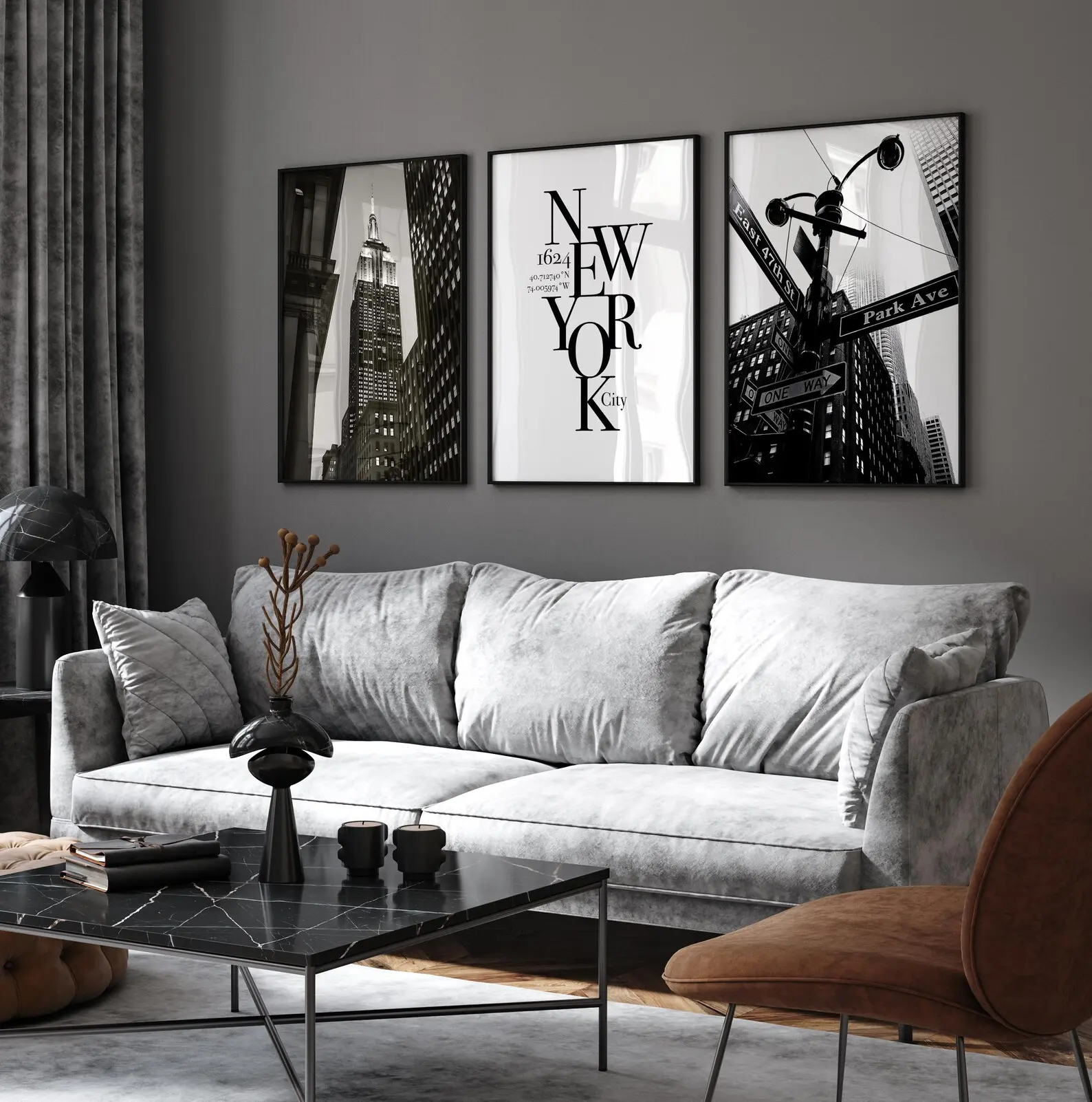 New York City Poster Set of 3 | Black and White Printable Wall Art | Modern NYC Photography for Home or Office