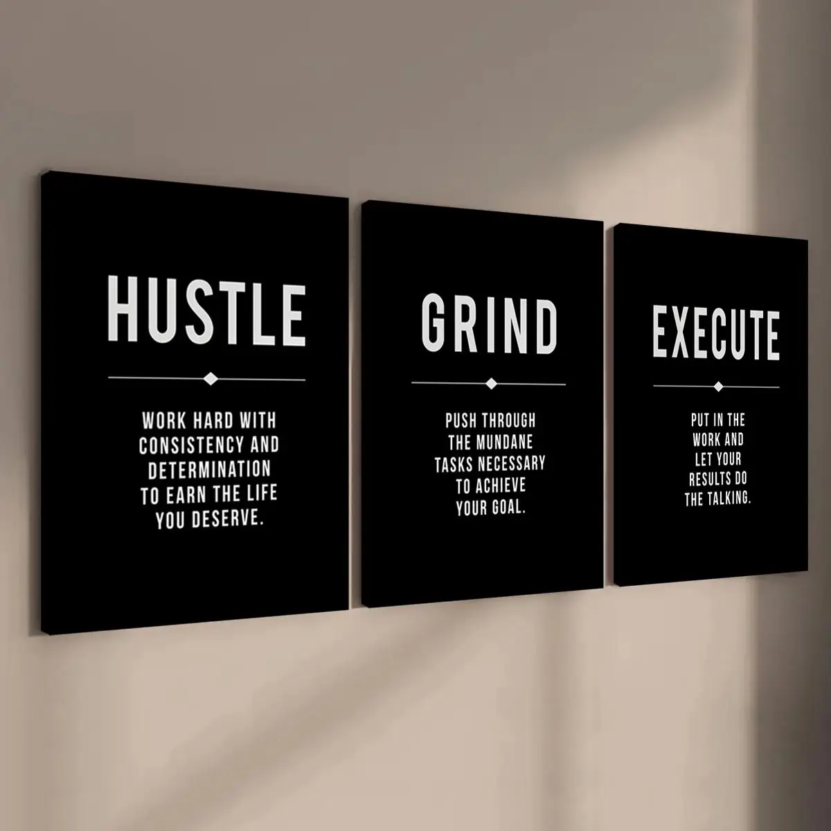 Wooden Framed Canvas Painting, 3 Counts/set Inspirational Letter Pattern Wall Art, Wall Decor for Home Living Room Bedroom Office