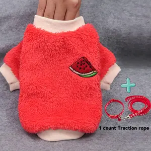Watermelon Print Pet Sweatshirt & Collar Set, 2 Counts/set Cute Pet Clothes, Pet Clothing for Small & Medium Dogs & Cats