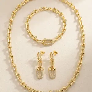 Women's Classic Minimalist Fashion Earrings - Female Costume Jewelry Set with 18”-19.5” Adjustable Necklace and 7”-8.5” Adjustable Bracelet Fashion Accessory