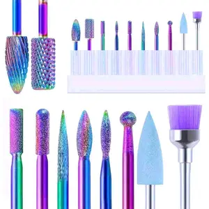 10 Piece Set 3/32 Inch Carbide Diamond Nail Drill Bits, Electric Nail Grinder Attachment, Foot Care Tool, Nail Art Tools, Home Salon Use, Beginner Manicure Kit