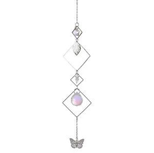 Moon phase suncatcher, prism, Crystal pendulum, moon Goddess, Wicca, druzy, pagan garden, Halloween, boho decor, crystal moon sun catcher