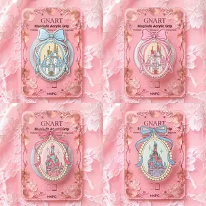 Fairytale Castle Acrylic Phone Grip - MagSafe Compatible Magnetic Holder - Cute Coquette Ribbon Bow Princess Stand Ring - Magical Kingdom Gift