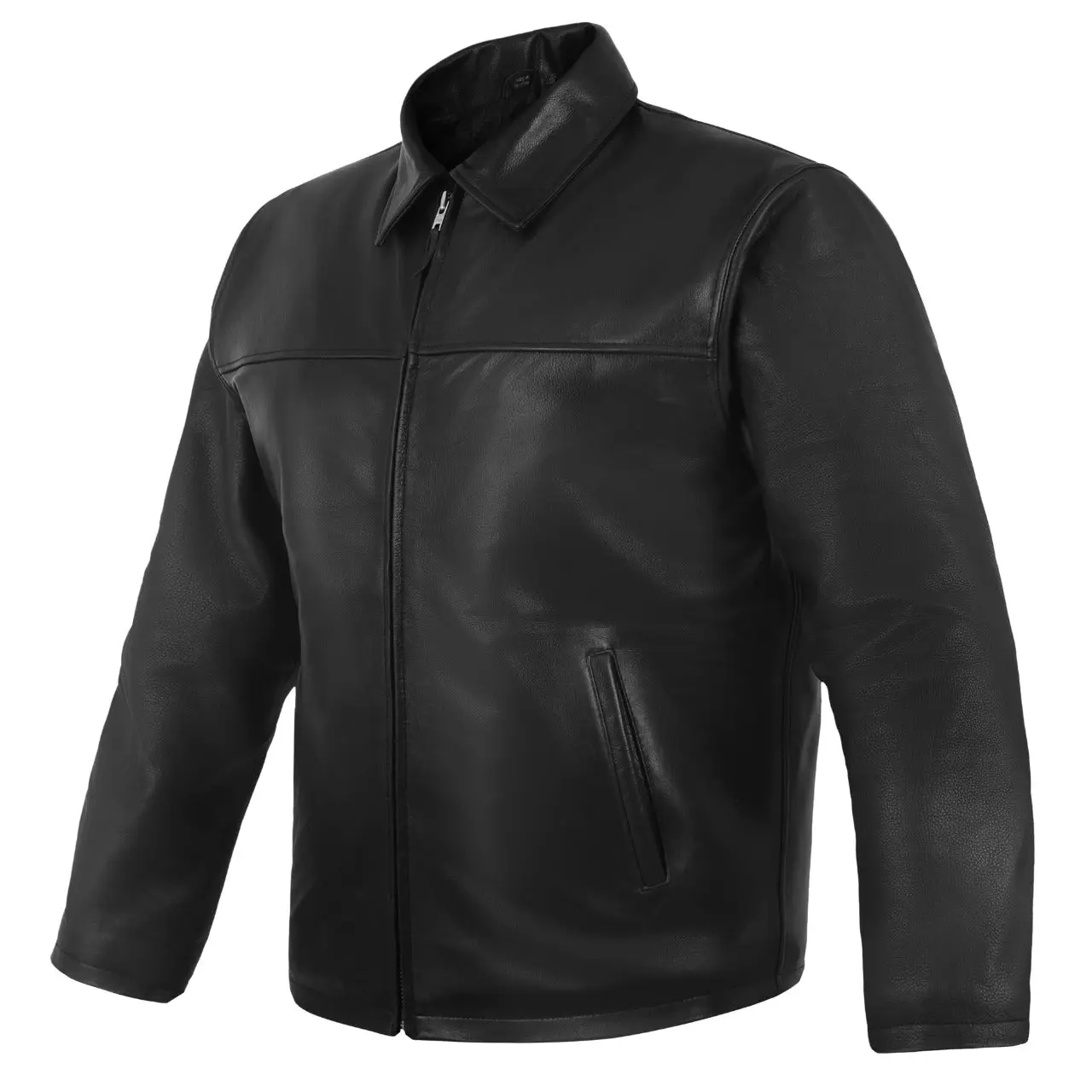 Men's Genuine Cowhide Leather Jacket, Casual Stylish Zip-Closure Leather Coat for Men