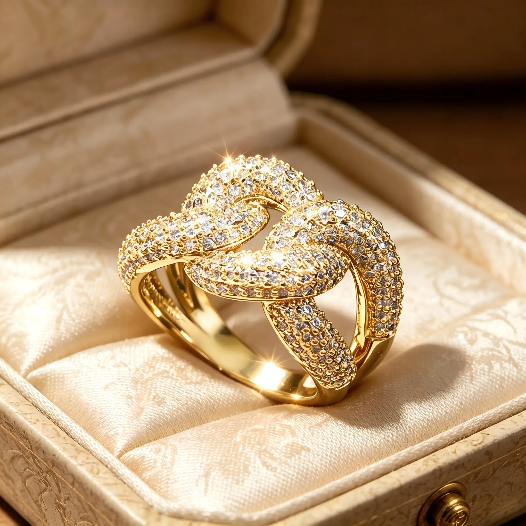 Women's Sparkling Twisted Cross Chunky Statement Ring - Full Cubic Zirconia CZ Cocktail Ring, Exquisite Trendy Synthetic Zircon Accessories for Women, Ideal Gift for Anniversary, Birthday Fashion Rings