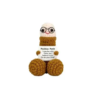 FathersDayGift ,Handmade Hand-Crocheted Emotional Support Doll, Soft Plush Stuffed Toy with Positive Affirmation Cards, Cute Home & Office Desk Decoration, Thoughtful Birthday Love Gift for Adults Women Men