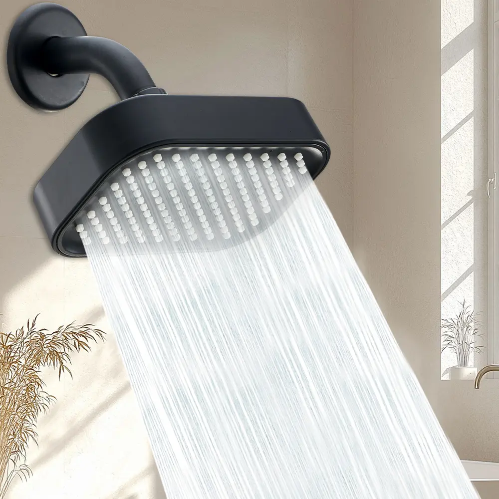 High-Pressure Rainfall Shower Head with Sleek Chrome Finish, Wall-Mounted Rectangular Spray Coverage, Luxury Bathroom Accessory, High Pressure Showerhead, High Pressure Shower Heads