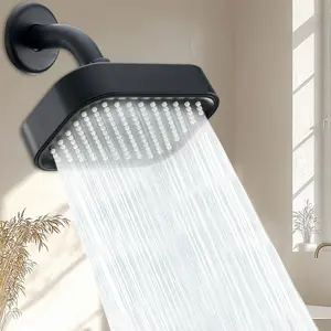 High-Pressure Rainfall Shower Head, Sleek Chrome Finish, Wall-Mounted Design, Rectangular Spray Coverage, Luxury Bathroom Accessory, Wall Mounted Showerhead
