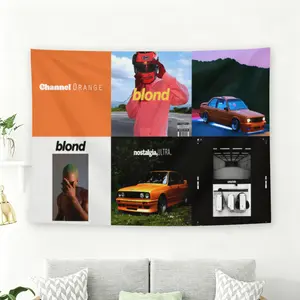 Frank Ocean Album Collage Wall Flag, Channel Orange and Blond Art Tapestry, R&B Fan Room Decor