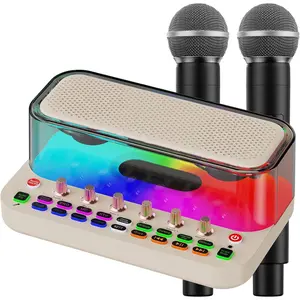 Portable Karaoke Machine with 2  Microphones,  PA System Speaker with EQ Control, Vocal Removal, Noise Reduction, Reverb & Sound Effects, for Singing/Live Streaming/Gaming/ Party