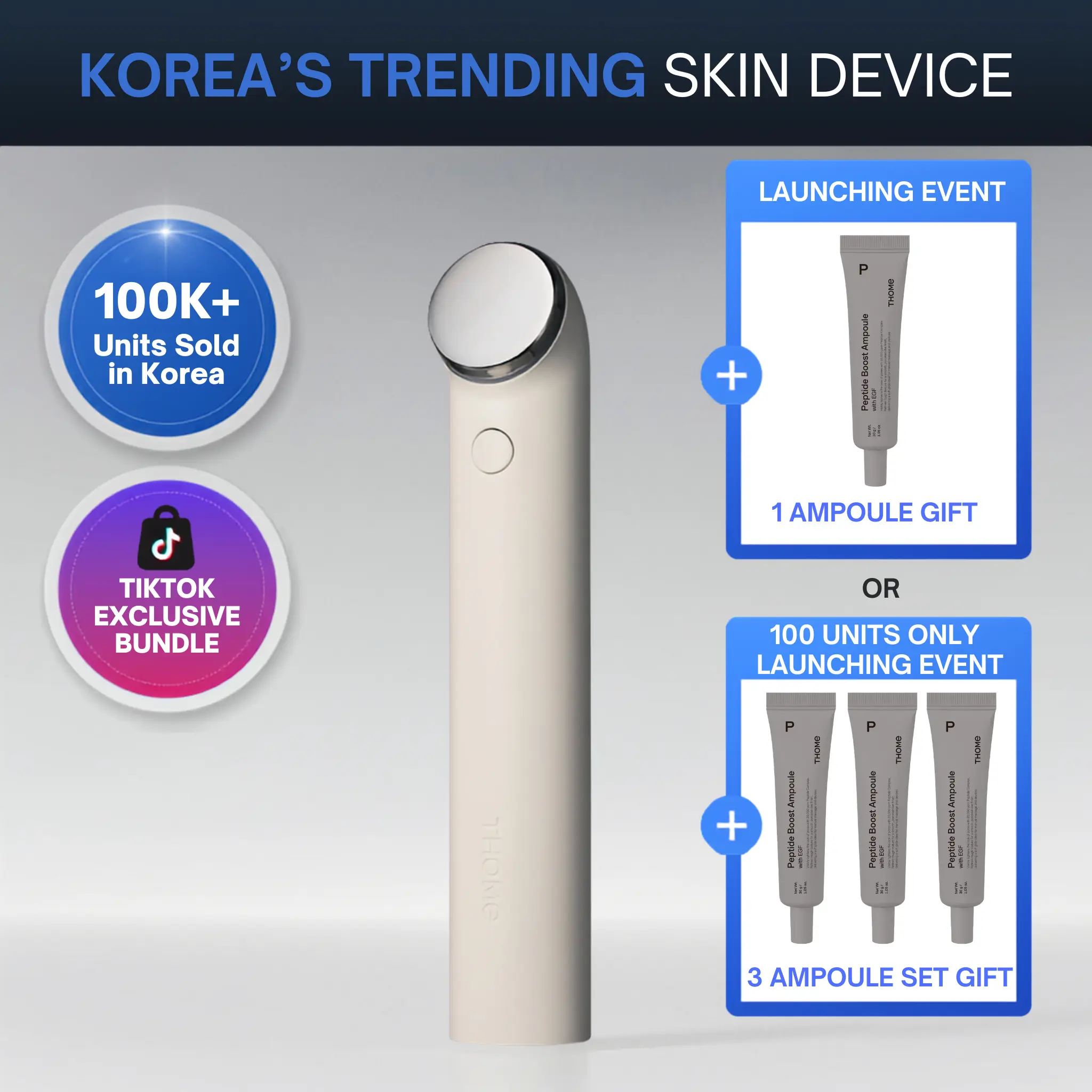 [THOME Official] The Glow Signature launching SET ㅣ LDM Device + device optimized peptide boost Ampoule 1 or 3