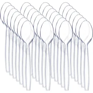 360 Pieces Clear Plastic Spoons-Heavyweight Disposable Spoons-6.7inch Heavy Duty clear Cutlery-Plastic Utensils-Perfect for Christmas Parties and Restaurants for Spring
