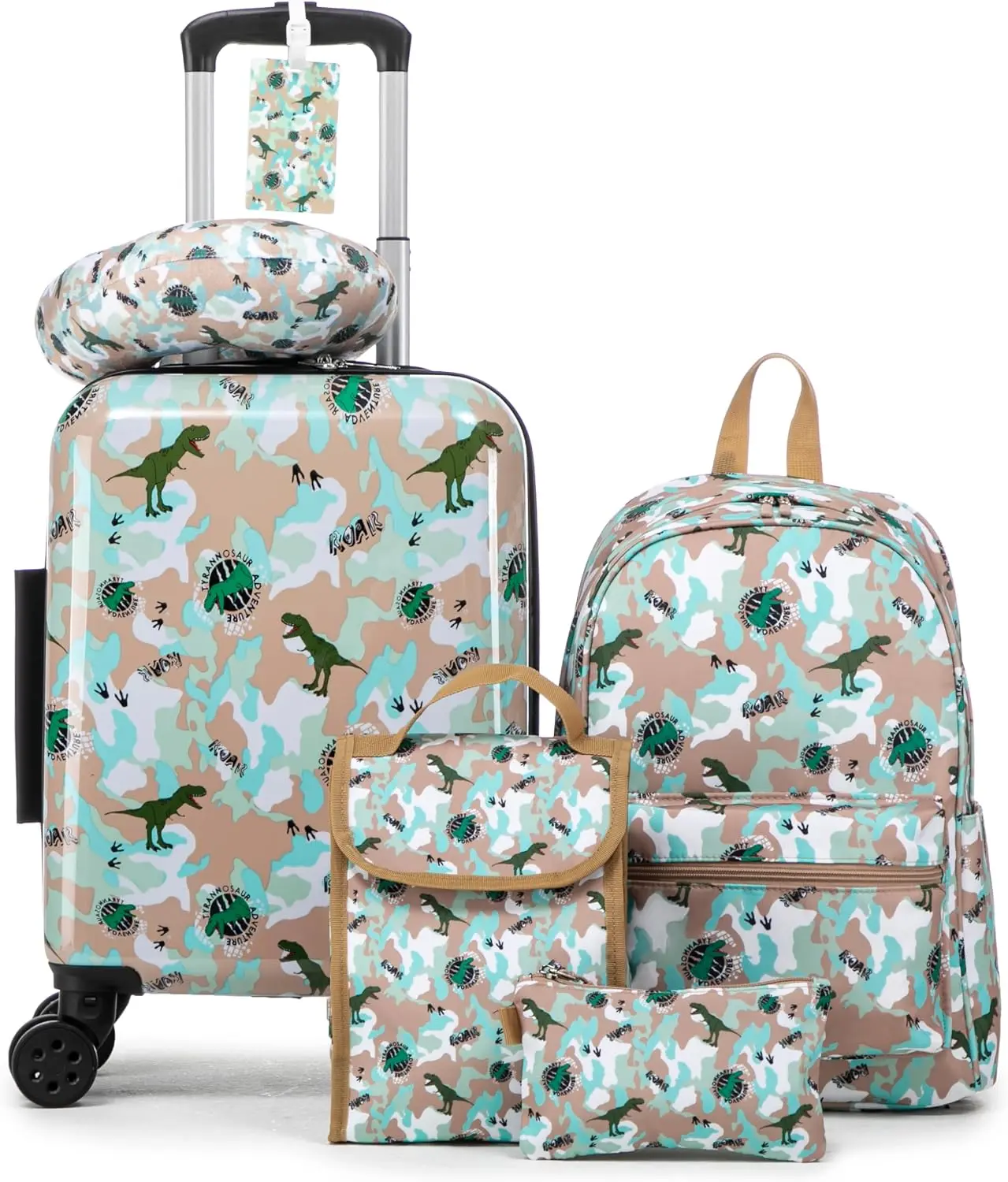Kid’s Luggage Set 6 Piece Suitcase Set 16’Hardside Luggage with Spinner Wheels Girls Boys Carry on Luggage Travel Rolling Luggage Airline Approved