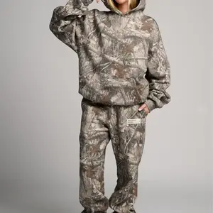 The Comfort Timber Camo 2 piece Hoodie Sweatpants, Maple Leaf Light Camo Hoodie All Over Print For Men Women, Camouflage Fleece Pullover Tracksuit, Gift For Her Him