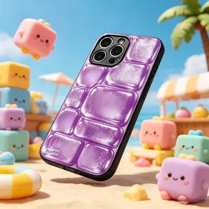 Bubble Style Printed 3D Effect Tough Phone Case, Cool Crush IceCube Phone Case, 3D Visual Printed Graphic Hard Phone Cover, Phone Accessories