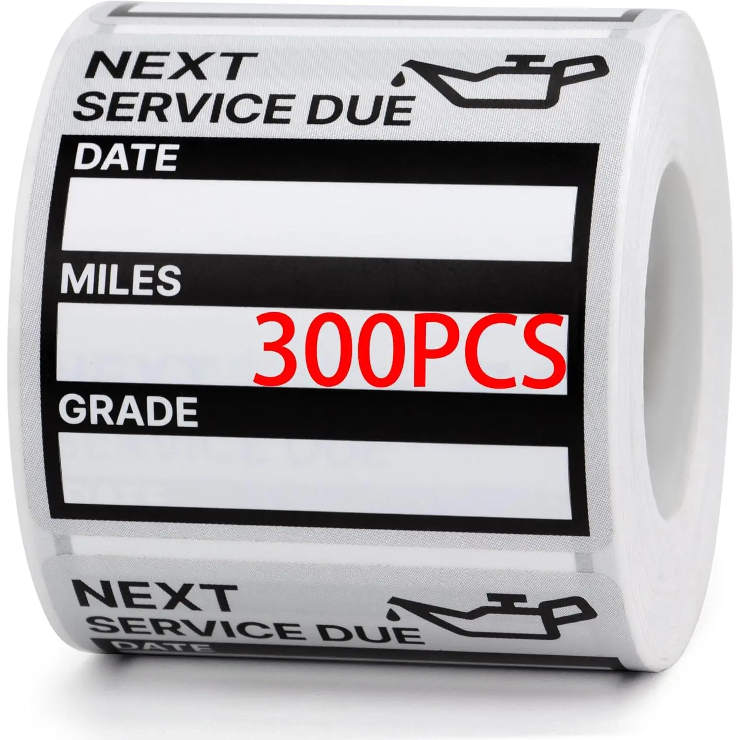 for Oil Change Stickers Vinyl 300 count 2"x 2" Service Black Stickers, Next Service Due Reminder Sticker Labels, Easy to Write on, Easy to Peel with No  (Black)