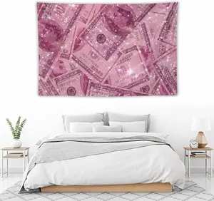 Pink Money Tapestry Blanket – Aesthetic Dollar Bill Wall Hanging for Bedroom, Living Room & Dorm Room Decor