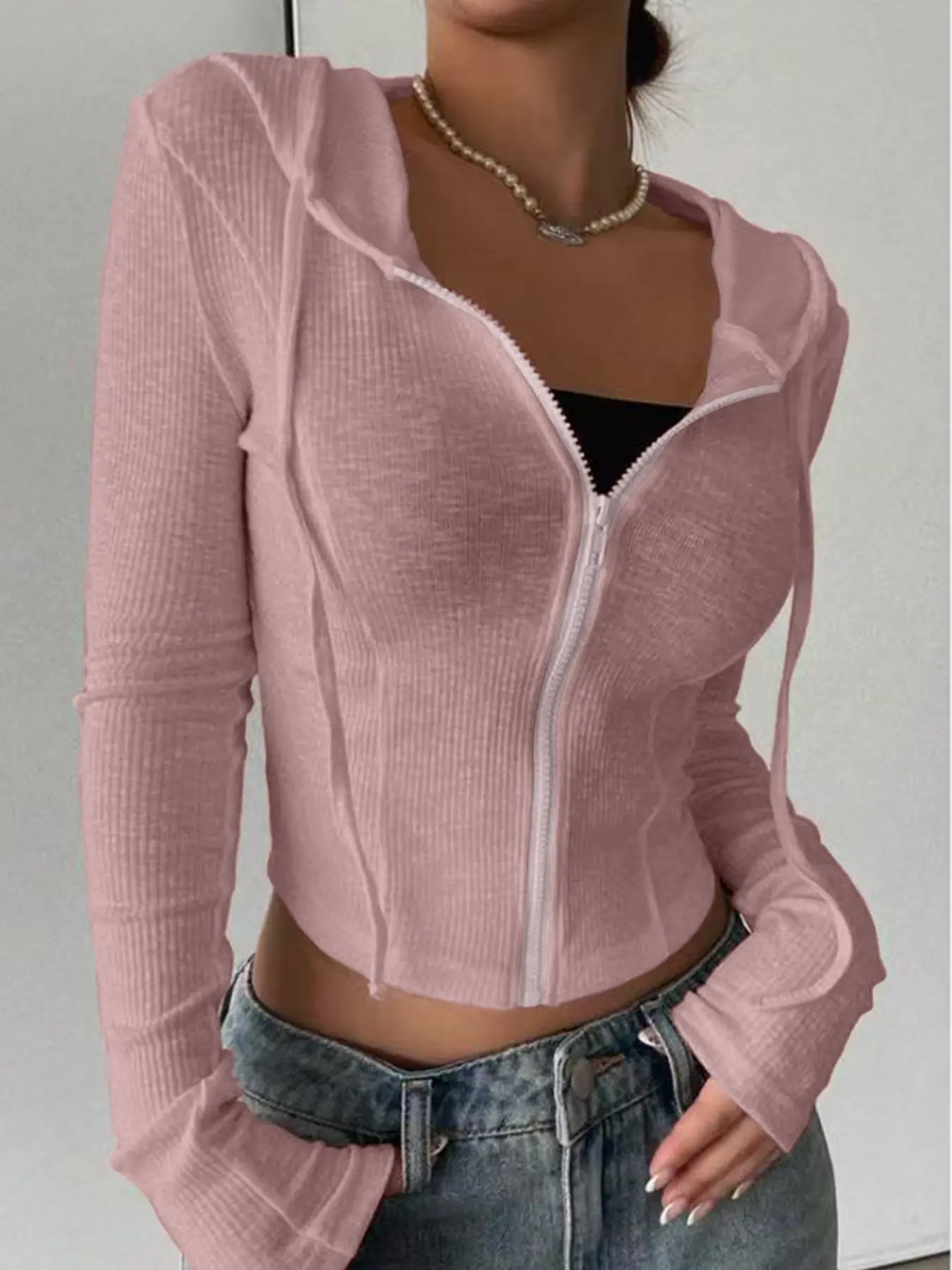 Knit zip top - TikTok Shop