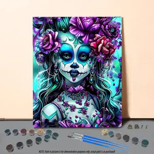 Cartoon Pattern Diy Painting By Numbers Kit without Frame, Diy Painting Supplies for Home Wall Decor
