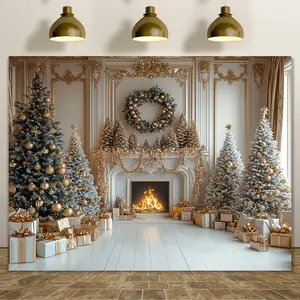 Winter Christmas Fireplace Scene Background Banners - Suitable Gifts, Ideal Birthday Parties, Theme Parties, Home Bedroom Decorations, Indoor And Outdoor Decorations, Room Decoration For Teenage Boys And Girls christmas  gifts