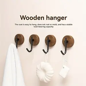 [3pcs] [Walnut Wood Hook with Storage] Walnut Wood Hook Wall Mounted Hook Clothes Hook Key Hook Bathrobe Towel Hook Auxiliary Hook Household Storage Hook